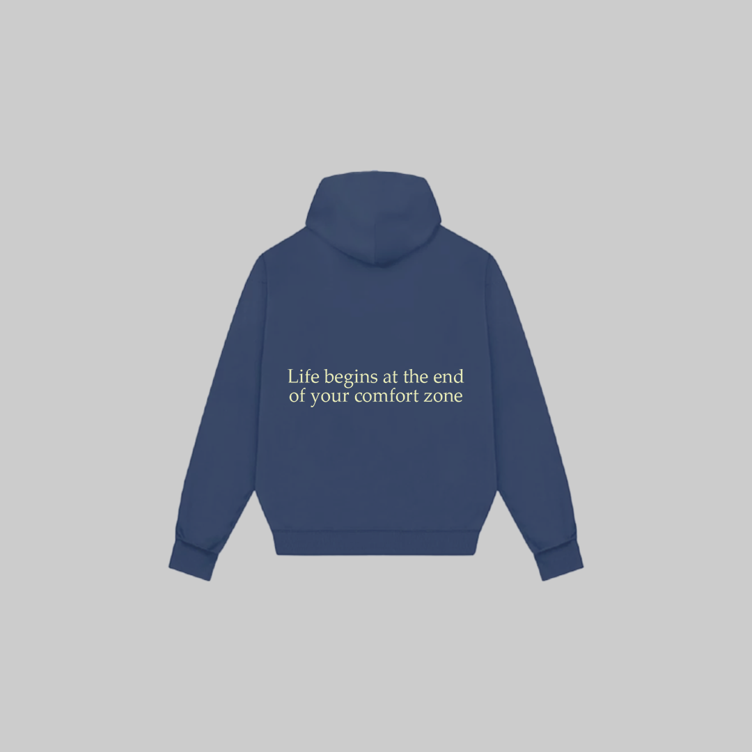 Hoodie Blue w/ Cream Quote